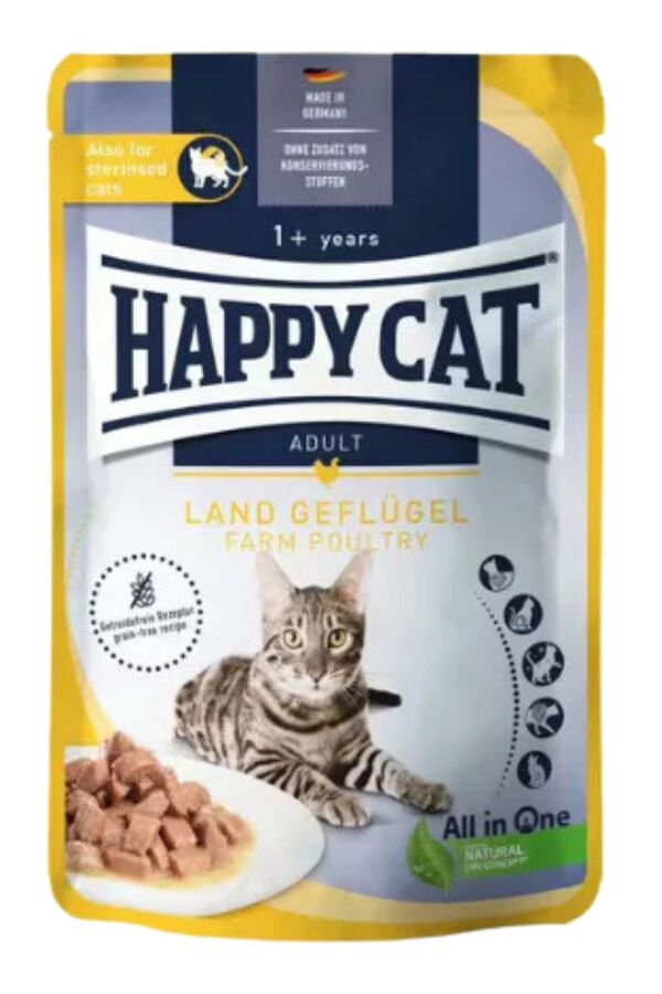 Happy Cat Tavuklu Tahılsız Yetişkin Kedi Yaş Maması 85gr