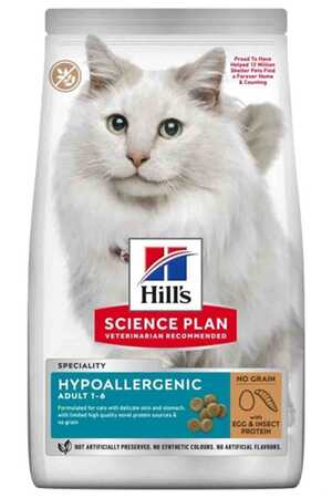 HILLS - Hills Science Plan Hypoallergenic Yumurta ve Böcek Proteinli Yetişkin Kedi Maması 1,5kg HILLS - Hills Science Plan Hypoallergenic Yumurta ve Böcek Proteinli Yetişkin Kedi Maması 1,5kg