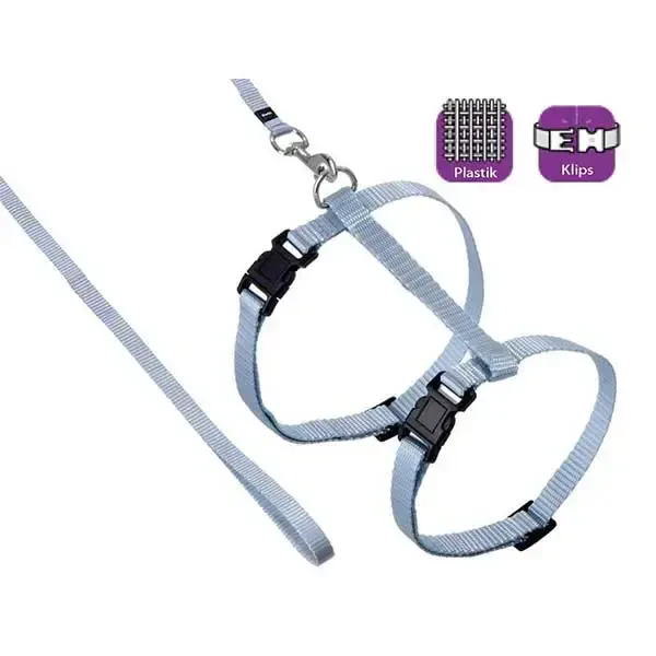 FLAMINGO - Karlie Art Sportif Plus Kedi Göğüs Tasması ve Uzatması 10mmx110cm Açık Mavi