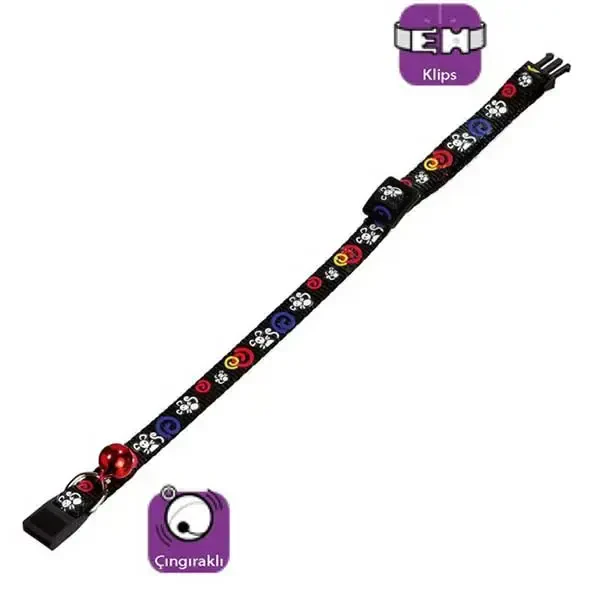 FLAMINGO - Kedi Boyun Tasması Fare Desenli 30cm Siyah