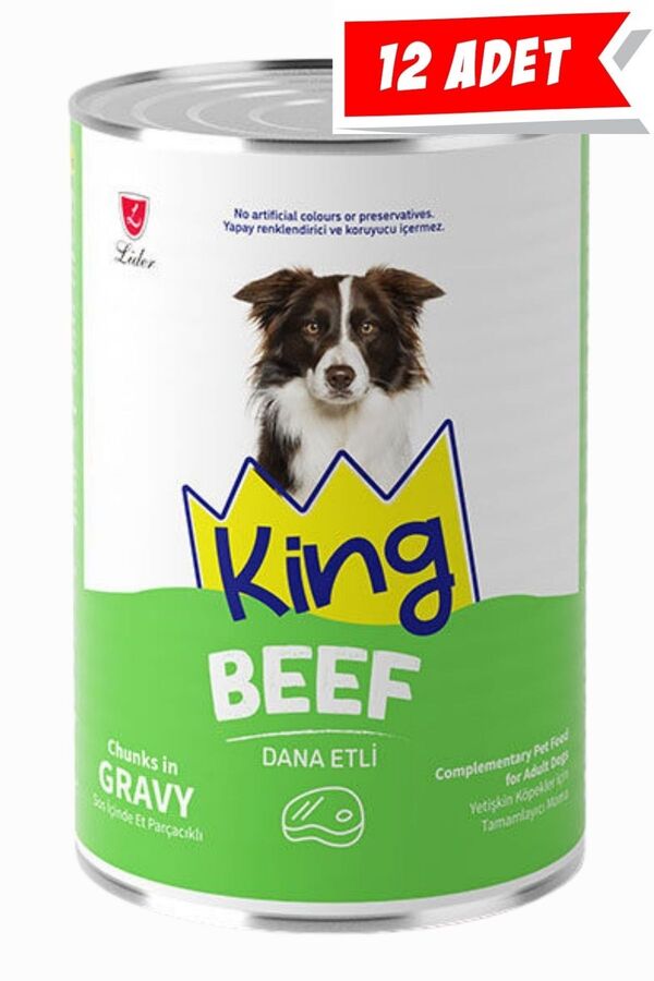 King Sos İçerisinde Et Parçacıklı Dana Etli Köpek Konservesi 12x400gr 12li