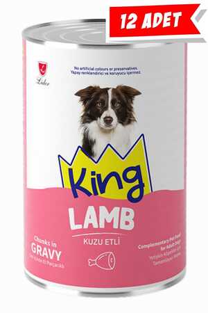KING - King Sos İçerisinde Et Parçacıklı Kuzu Etli Köpek Konservesi 12x400gr 12li