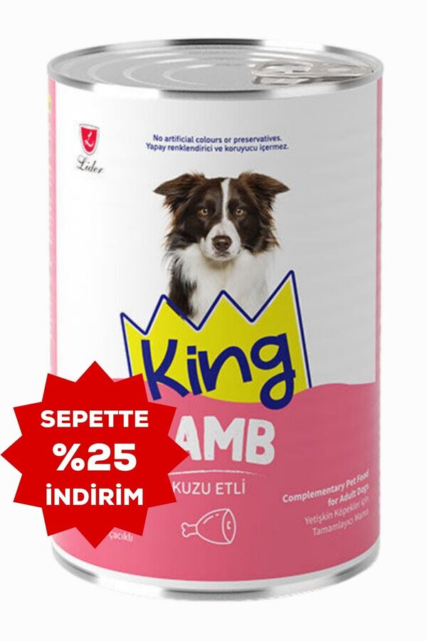King Sos İçerisinde Et Parçacıklı Kuzu Etli Köpek Konservesi 400 gr