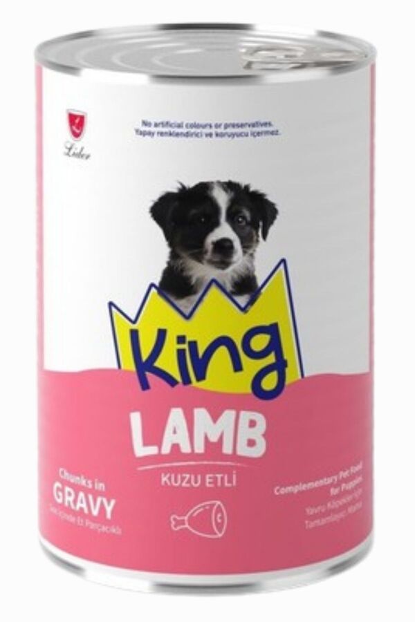 King Sos İçerisinde Et Parçacıklı Kuzu Etli Yavru Köpek Konservesi 400gr