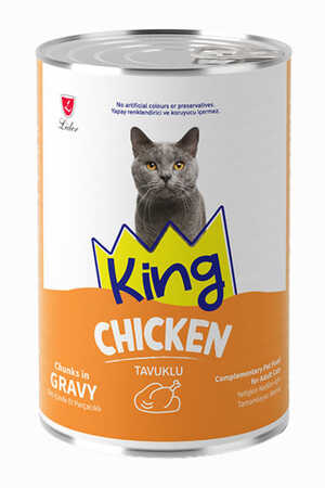 KING - King Sos İçerisinde Et Parçacıklı Tavuklu Kedi Konservesi 400gr