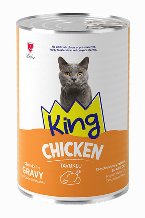 King Sos İçerisinde Et Parçacıklı Tavuklu Kedi Konservesi 400 gr