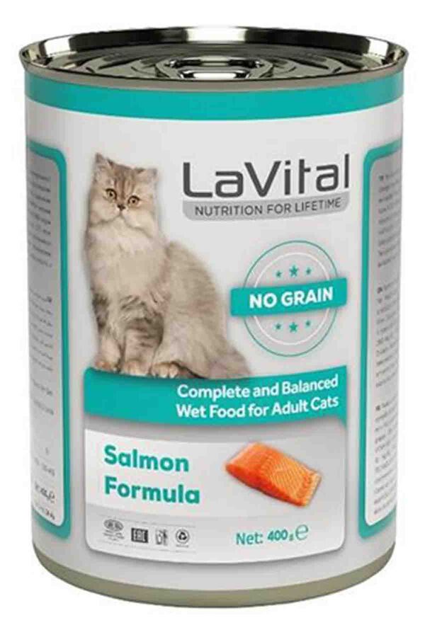Lavital Tahılsız Somonlu Ezme Yetiskin Kedi Konservesi 400gr