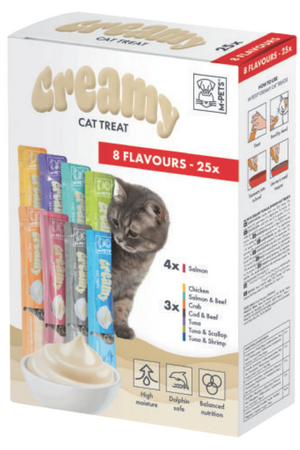 M-PETS - Creamy 8 Lezzetli Karışık Kedi Ödülü 25x15gr M-PETS - Creamy 8 Lezzetli Karışık Kedi Ödülü 25x15gr