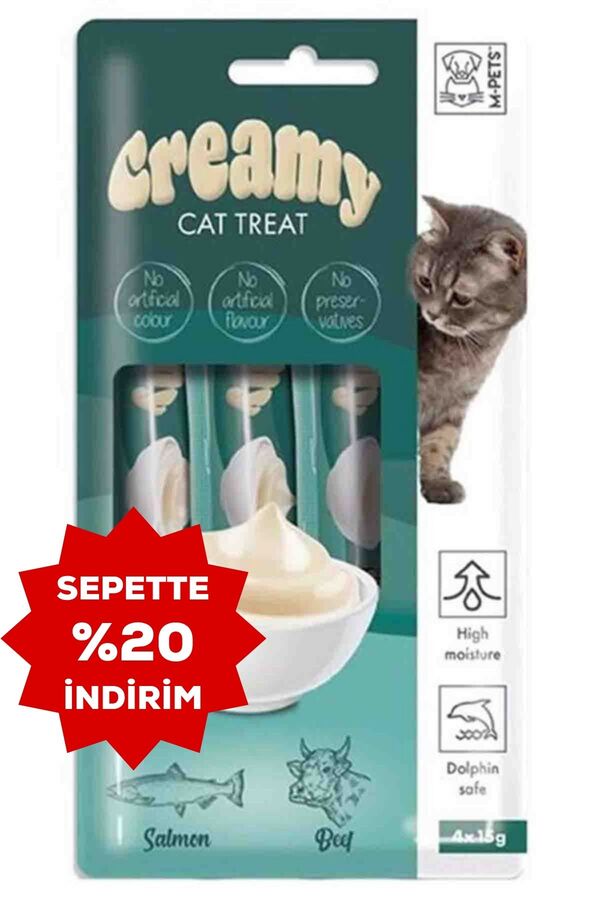 Creamy Somon Balıklı Biftekli Kedi Ödülü 4x15gr