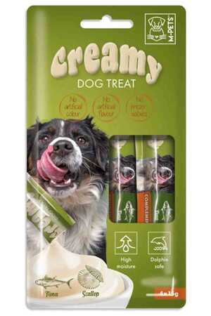 M-Pets Creamy Ton Balıklı ve Deniz Taraklı Köpek Ödülü 4x15gr - Thumbnail