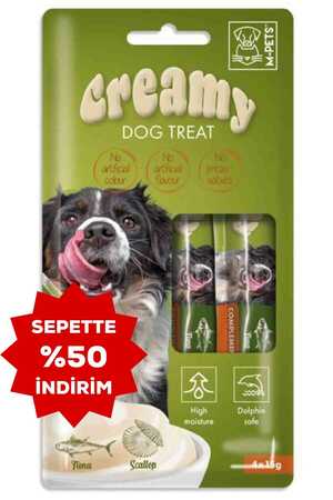 M-Pets Creamy Ton Balıklı ve Deniz Taraklı Köpek Ödülü 4x15gr - Thumbnail