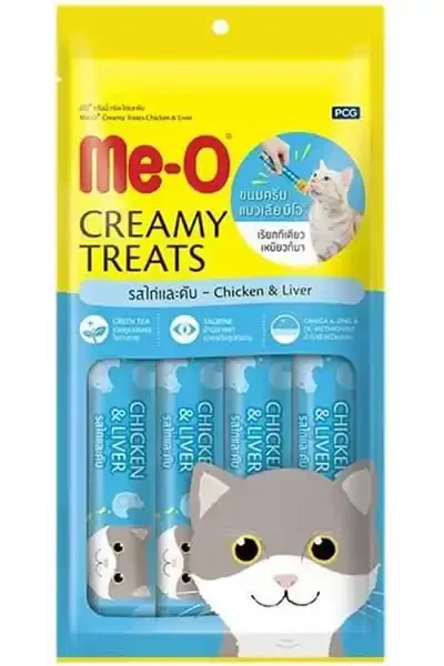 Me-O Tavuklu ve Ciğerli Kremalı Sıvı Kedi Ödül Maması 4x15gr