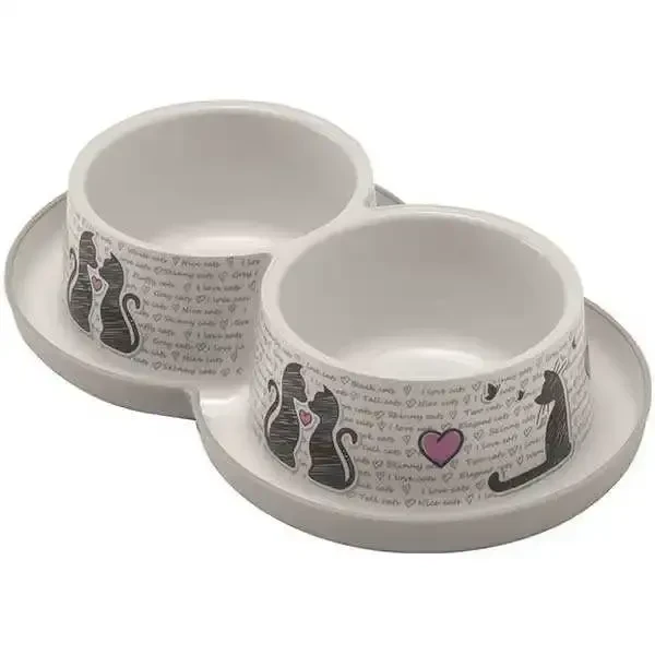 MODERNA - Moderna Trendy Kedi Figürlü İkili Plastik Mama ve Su Kabı 2x350ml