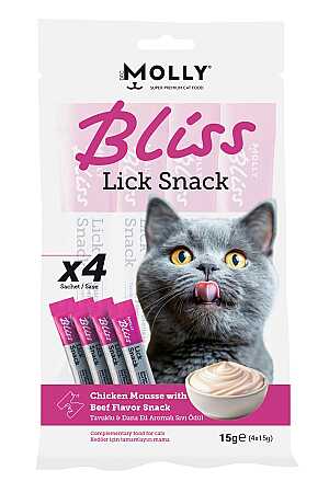 Molly Bliss Tavuklu ve Dana Etli Krema Kedi Ödül Maması 4x15gr