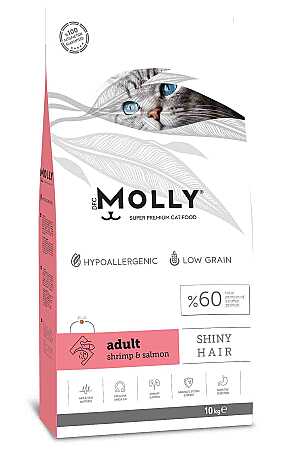 Molly Karidesli ve Somonlu Yetişkin Kedi Maması 10kg