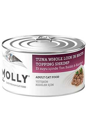 Molly Et Suyu İçerisinde Ton Balıklı ve Karidesli Yetişkin Kedi Konservesi 85gr