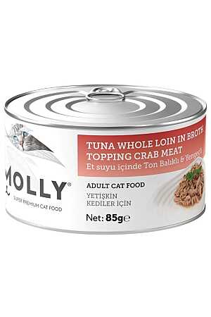 Molly Et Suyu İçerisinde Ton Balıklı ve Yengeçli Yetişkin Kedi Konservesi 85gr