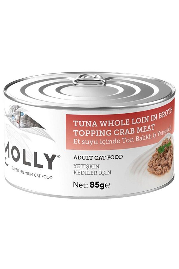 Molly Et Suyu İçerisinde Ton Balıklı ve Yengeçli Yetişkin Kedi Konservesi 85gr - 1