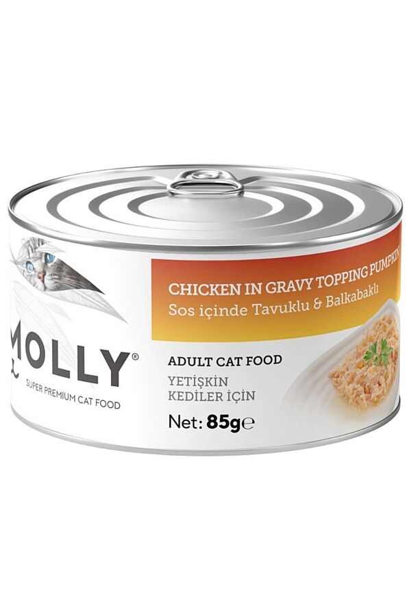 Molly Sos İçerisinde Tavuklu ve Balkabaklı Yetişkin Kedi Konservesi 85gr - 1