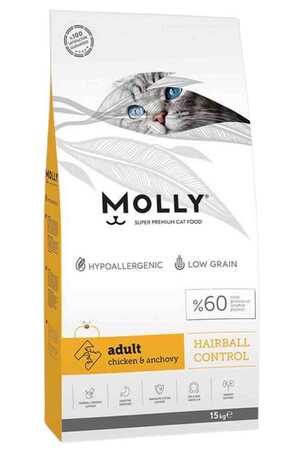 Molly Tavuklu ve Hamsili Yetişkin Kedi Maması 15kg