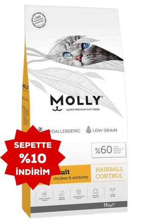 Molly Tavuklu ve Hamsili Yetişkin Kedi Maması 15kg