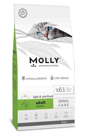 Molly Somonlu Light&Kısırlaştırılmış Kedi Maması 2kg - Thumbnail