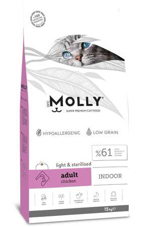Molly Tavuklu Light Kısırlaştırılmış Kedi Maması 15kg - Thumbnail