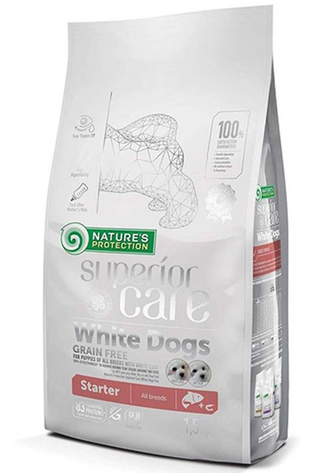 Natures Protection Tahılsız Somonlu Beyaz Tüylü Yavru Köpekler için Başlangıç Maması 1,5kg