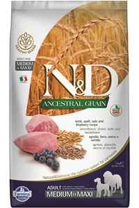N&D - ND Ancestral Grain Düşük Tahıllı Kuzu Eli ve Yaban Mersinli Orta ve Büyük Irk Yetişkin Köpek Maması 2,5kg N&D - ND Ancestral Grain Düşük Tahıllı Kuzu Eli ve Yaban Mersinli Orta ve Büyük Irk Yetişkin Köpek Maması 2,5kg