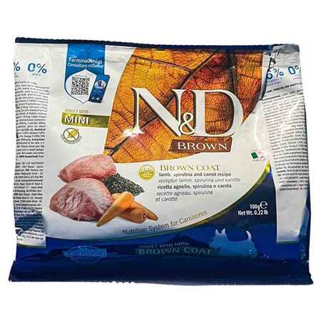 N&D - ND Brown Kuzu Havuç Patates ve Spirulina Küçük Irk Yetişkin Köpek Maması 100gr