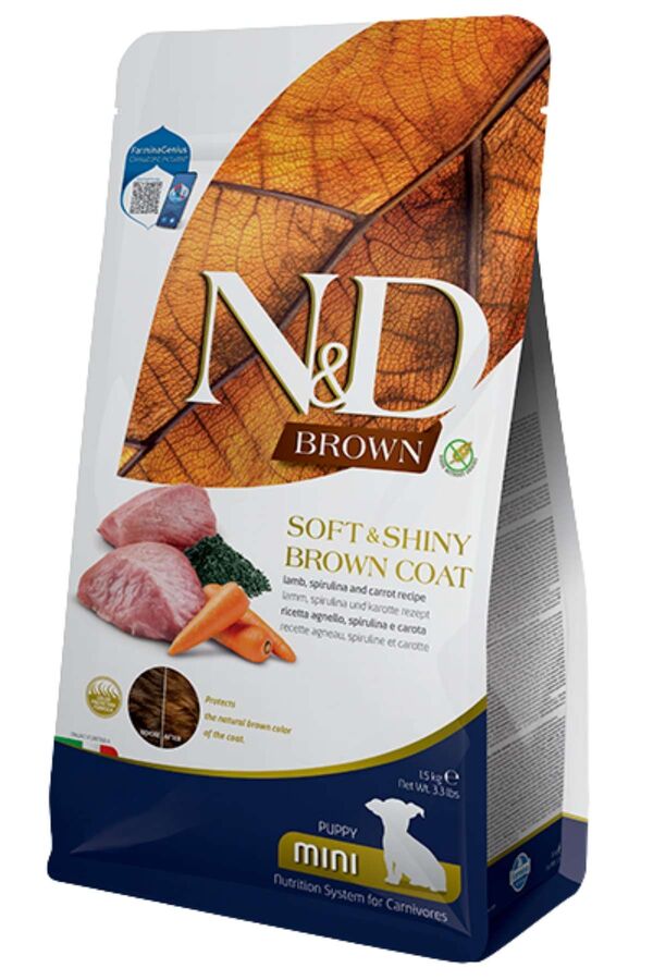 ND Brown Kuzu Havuç Patates ve Spirulina Küçük Irk Yavru Köpek Maması 1.5kg