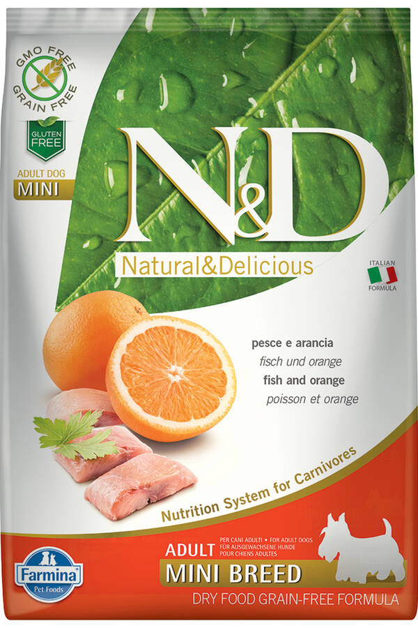 ND Ocean Ringa Balığı ve Portakallı Küçük Irk Yetişkin Köpek Maması 7kg