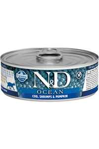 N&D - ND Ocean Tahılsız Morina Balığı Balkabağı ve Karidesli Yetişkin Kedi Konservesi 80gr