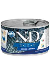 N&D - ND Ocean Tahılsız Ringa Balığı Ringa Balığı ve Karidesli Yetişkin Köpek Konservesi 140gr