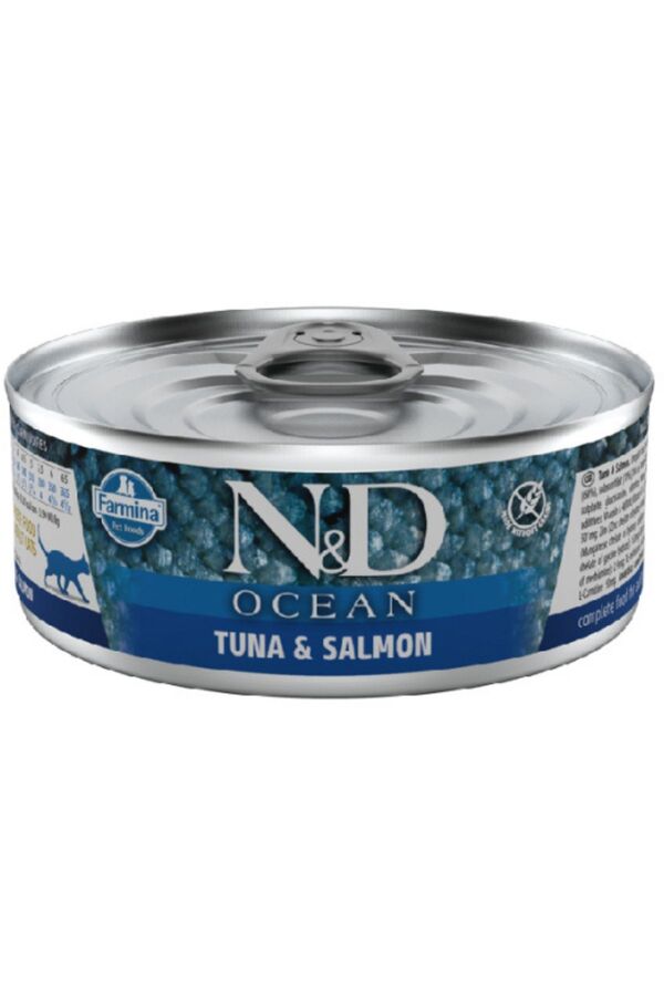 ND Ocean Tahılsız Tuna Balıklı ve Somonlu Kedi Konservesi 70gr