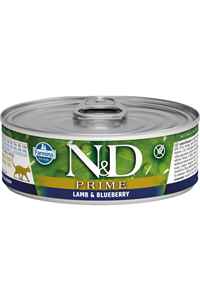 N&D - ND Prime Tahılsız Kuzu Eti ve Yaban Mersinli Yetişkin Kedi Konservesi 80gr