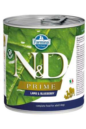 N&D - ND Prime Tahılsız Kuzu Eti ve Yaban Mersinli Yetişkin Köpek Konservesi 285gr