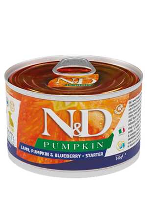 N&D - ND Pumpkin Starter Tahılsız Kuzu Eti Balkabağı ve Yaban Mersinli Yavru Köpek Konservesi 140gr