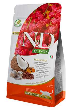 N&D - ND Quinoa Skin&Coat Deri Sağlığı Destekli Ringa Balıklı ve Hindistan Cevizli Yetişkin Kedi Maması 5kg