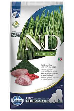 N&D - N&D Spirulina Kuzulu Orta ve Büyük Irk Tahılsız Yavru Köpek Maması 7kg