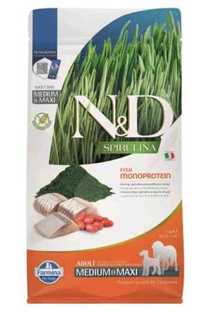 N&D - N&D Spirulina Ringa Balıklı Orta ve Büyük Irk Tahılsız Yetişkin Köpek Maması 2kg N&D - N&D Spirulina Ringa Balıklı Orta ve Büyük Irk Tahılsız Yetişkin Köpek Maması 2kg
