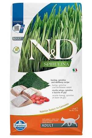 N&D - N&D Spirulina Ringa Balıklı Tahılsız Yetişkin Kedi Maması 1,5kg