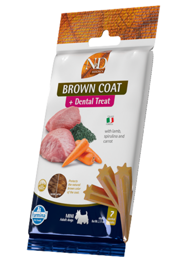 N&D Treat Dental Brown Kuzu Havuç Patates ve Spirulina Küçük Irk Köpek Ödülü 60gr (7 Adet)