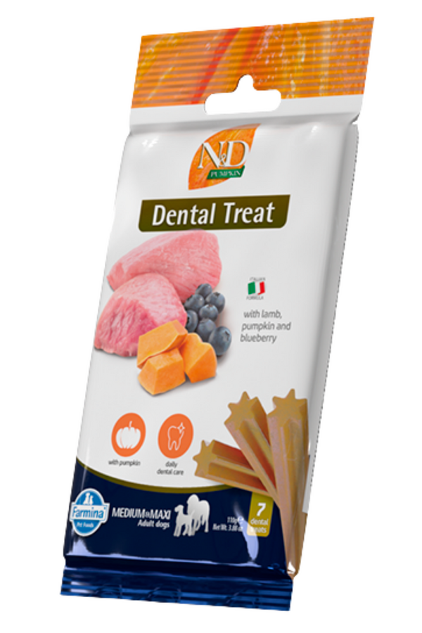 N&D Treat Dental Kuzulu Yaban Mersinli Orta ve Büyük Irk Köpek Ödülü 100gr (7 Adet)