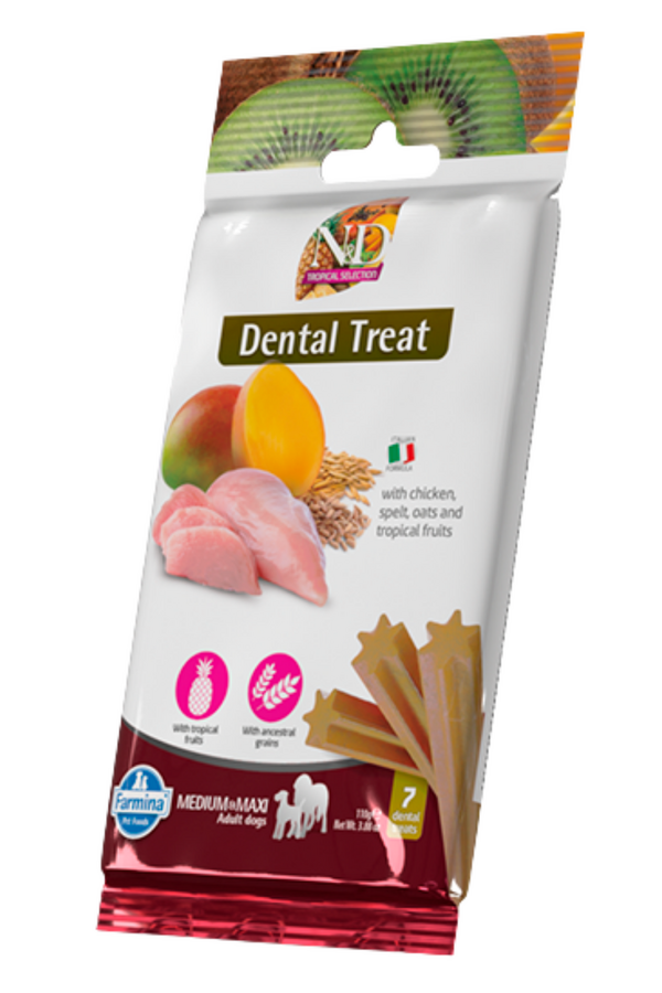 N&D Treat Dental Tropikal Tavuklu Orta ve Büyük Irk Köpek Ödülü 110gr (7 Adet)
