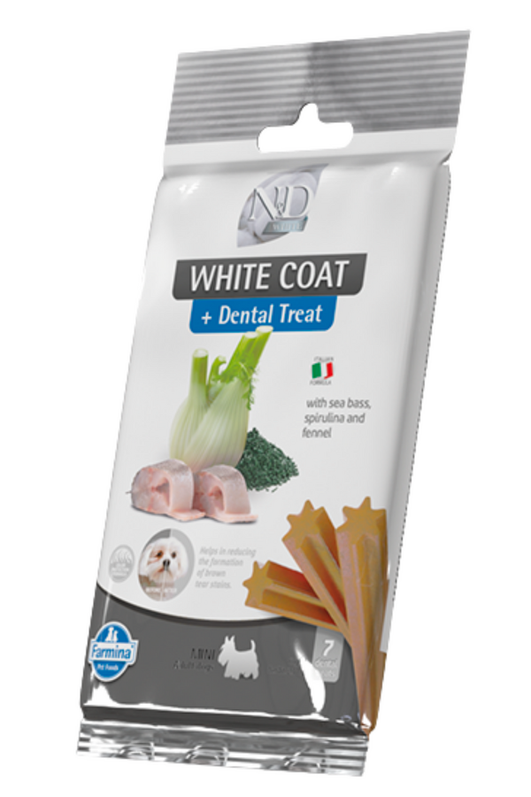 N&D Treat Dental White Levrek Rezene ve Spirulina Küçük Irk Köpek Ödülü 60gr (7adet)