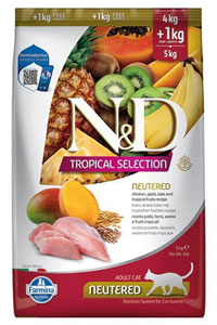 N&D - Nd Tropical Selection Tavuklu Kısırlaştırılmış Kedi Maması 4Kg +1Kg Hediyeli