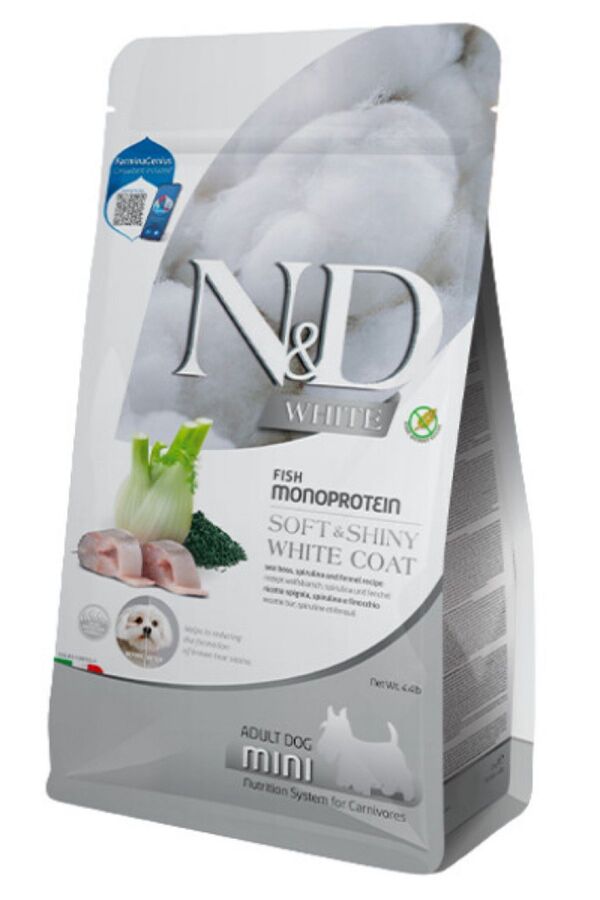 ND White Levrek Rezene ve Spirulina Küçük Irk Yetişkin Köpek Maması 5kg