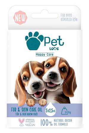 PET LOVE - Pet Love Doğal Argan Yağlı 10-20kg Köpekler İçin Tüy Bakım Yağı 5x2,5ml