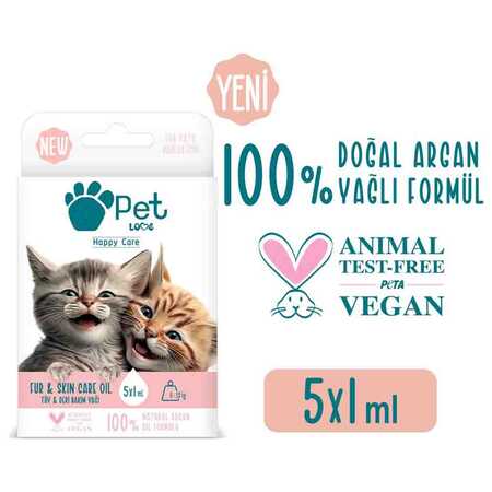 Pet Love Doğal Argan Yağlı Kediler İçin Tüy Bakım Yağı 5x1ml - Thumbnail (1)